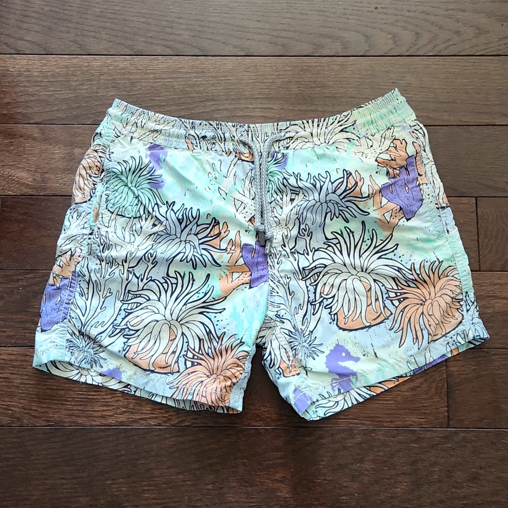 Vilebrequin Kids Swim Trunks in Mint, Peach & Purple